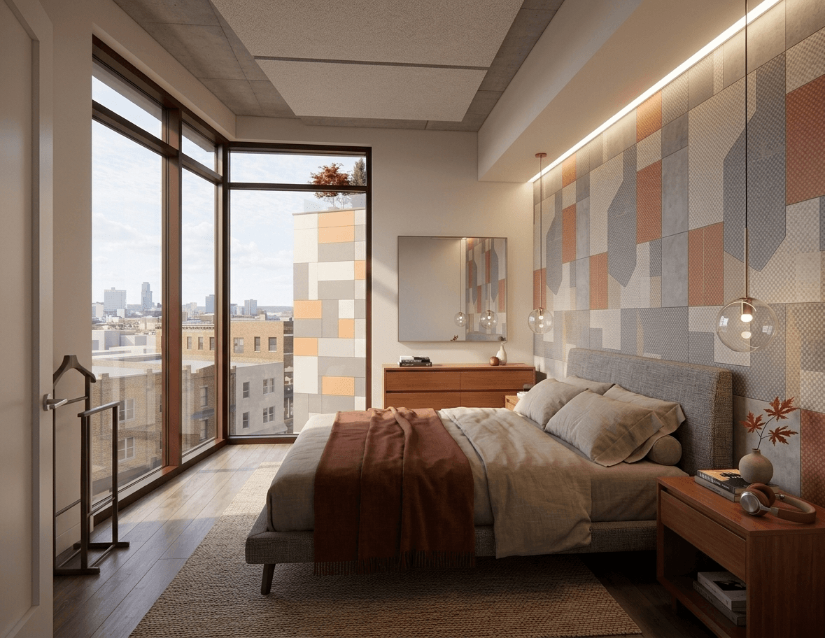 Aura bedroom interior rendering alternate view